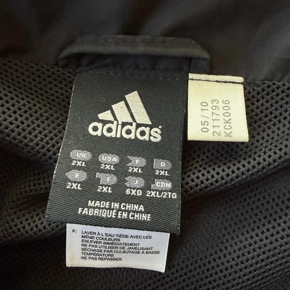 adidas Men's Black 3-Stripe Lightweight Zip Windbreaker Jacket 2XL